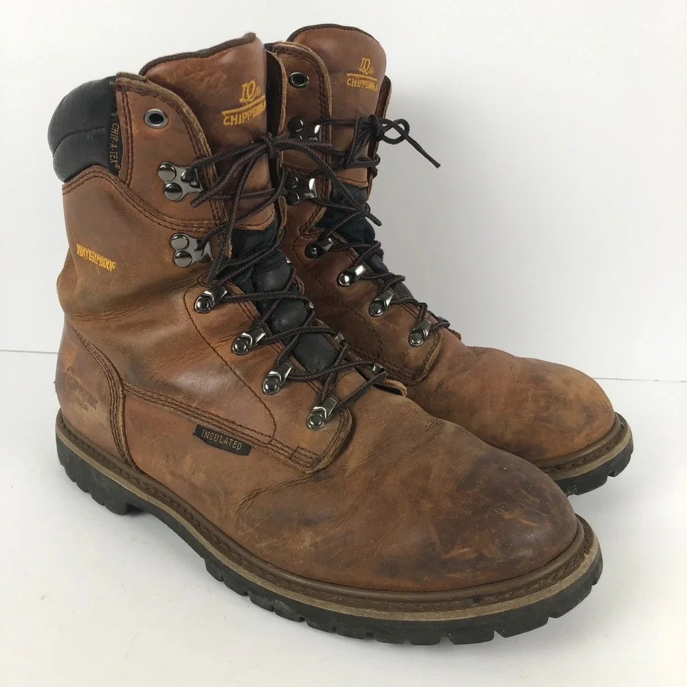 CHIPPEWA IQ Waterproof Insulated Leather Work‎ Boots Brown Men's 11 XW 55059